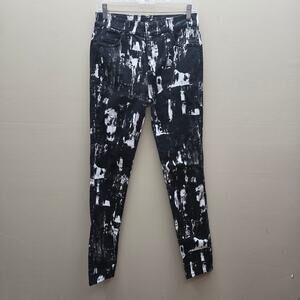 McQ by Alexander McQueen Denim Abstract Mid Rise Skinny Jeans Black & White 26